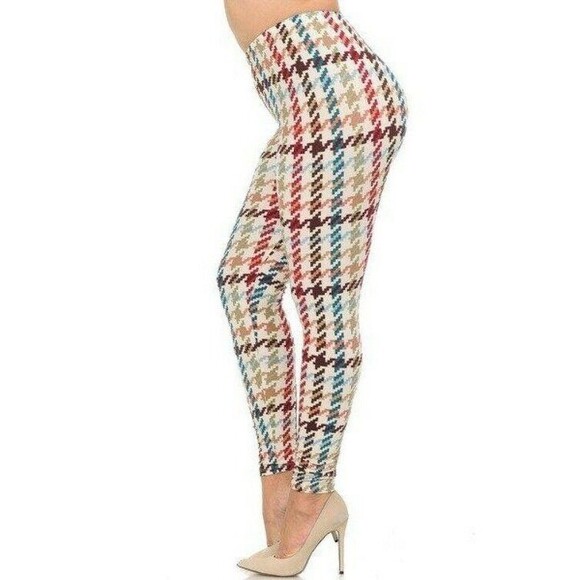 Reg One Size Womens Soft Earth Tone Pixel Zags Leggings - Picture 1 of 9